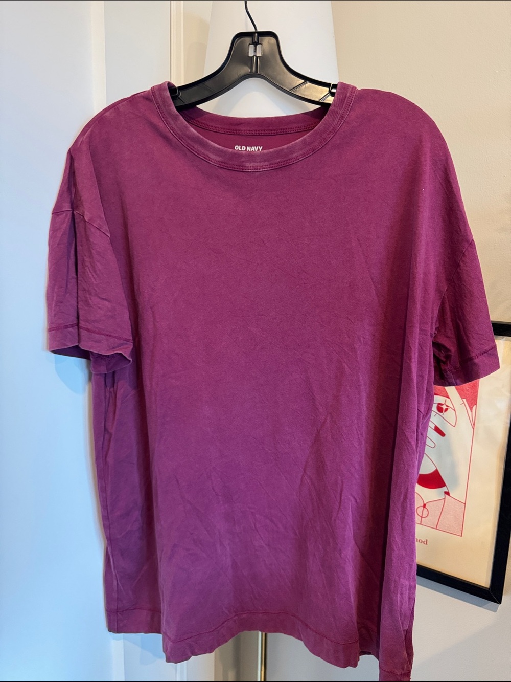 Old Navy Women’s Deep Plum Oversized Crewneck Tee, Size M
